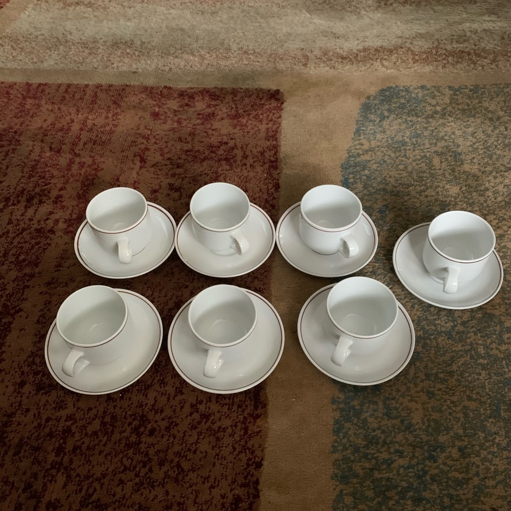 VTG Alfoldi Porcelain Hungary 14 Pieces Demitasse Coffee Espresso Cups & Saucers